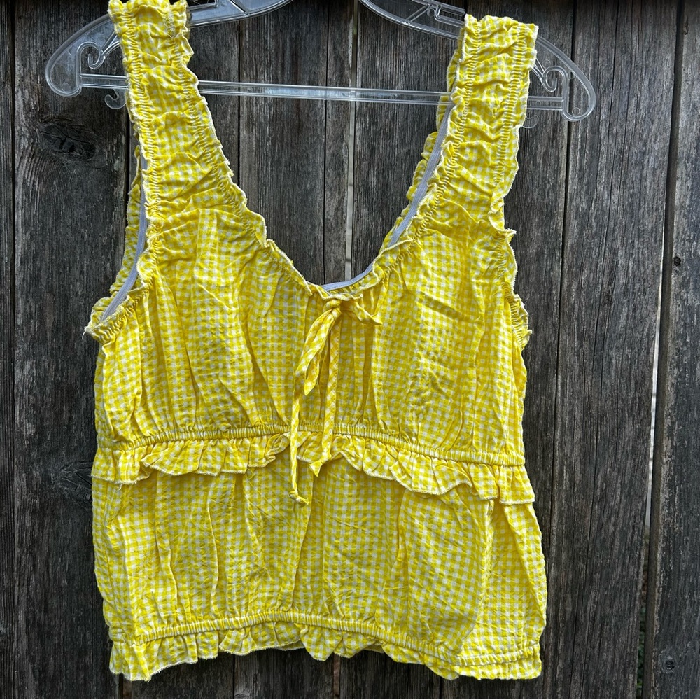 Lotus & Lavender Sunny Yellow Ruffled Blouse Size Junior L